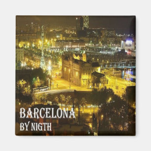 zES049 BARCELONA by Night, Kühlschrank Magnet