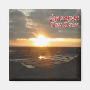 zES087 LANZAROTE, WEISSER STRAND, Spanien, Kühlsch Magnet