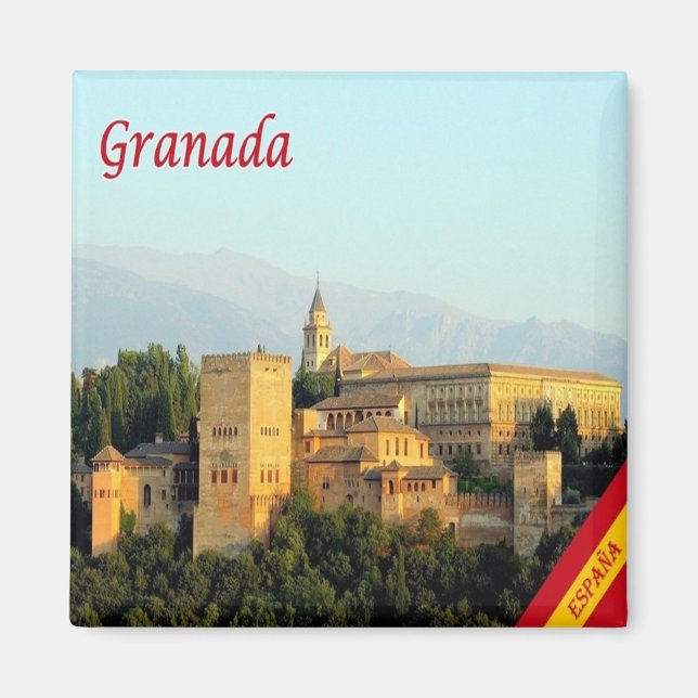 zES098 MALAGA panorama, Spanien, Kühlschrank Magnet (Vorne)