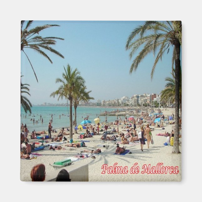 zES122 PALMA DE MALLORCA, The Beach, Spanien, Kühl Magnet (Vorne)