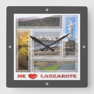 zES145 LANZAROTE "I Liebe", Spanien, Quadratische Wanduhr