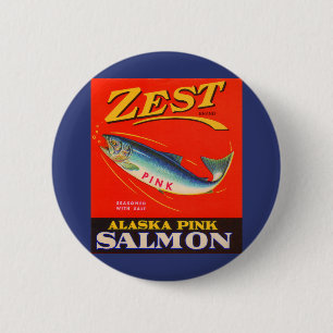 Zest-rosa-Lachs der 30er Jahre kann etikettieren Button