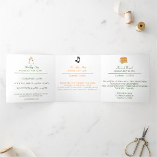 Zesty Citrus Orange Traumhochzeit Tri-Fold Karte