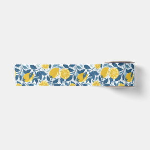 Zesty Lemon Garden - Hellgelb und blau Satinband