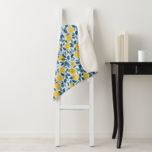 Zesty Lemon Garden - Hellgelb und blau Sherpadecke