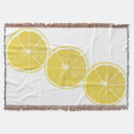 Zesty Lemon Slice Trio Throw Blanket Decke