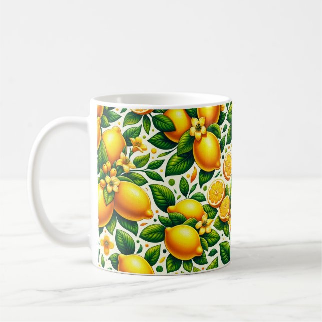 Zesty Lemon Whirl: Eine Citrus-Symphonie Kaffeetasse (Links)