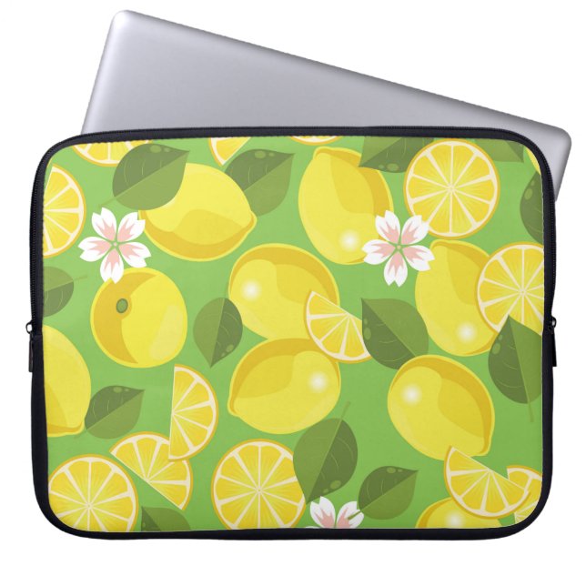 Zesty Lemon: Zitrus Pattern Delight Laptopschutzhülle (Vorderseite)