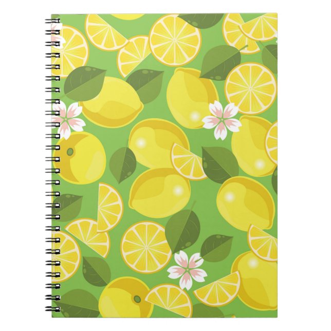 Zesty Lemon: Zitrus Pattern Delight Notizblock (Vorderseite)