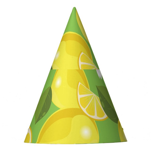 Zesty Lemon: Zitrus Pattern Delight Partyhütchen (Vorderseite)