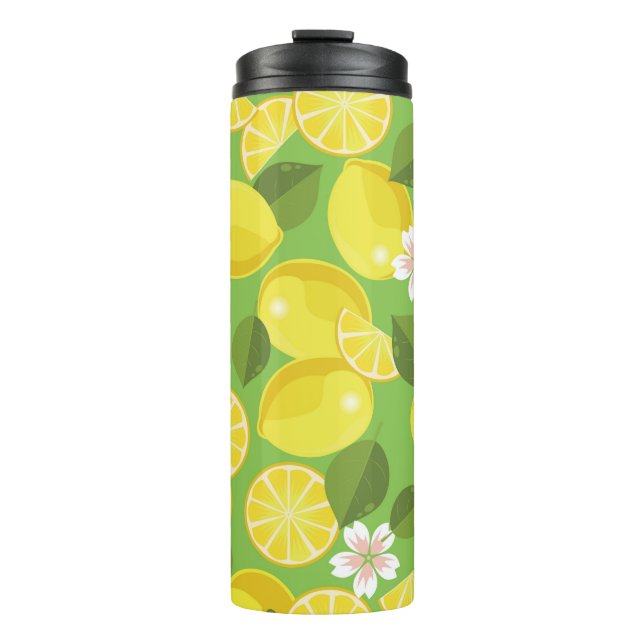 Zesty Lemon: Zitrus Pattern Delight Thermosbecher (Vorderseite)