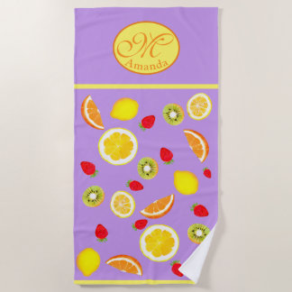 Zesty Summer Fruits mit Monogramm Strandtuch