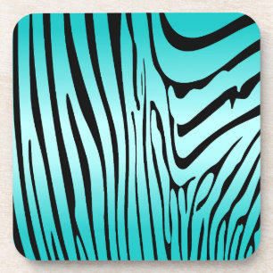 Zesty Zebra Cyan Getränkeuntersetzer