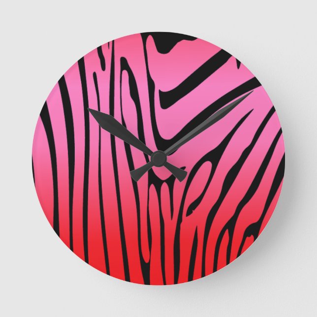 Zesty Zebra Red Runde Wanduhr (Vorderseite)
