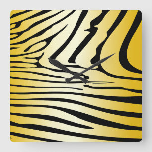 Zesty Zebra Yellow Quadratische Wanduhr