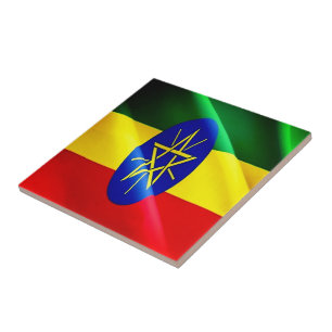 zET002 ETHIOPIA, Waving Flag, Afrika, Fliese