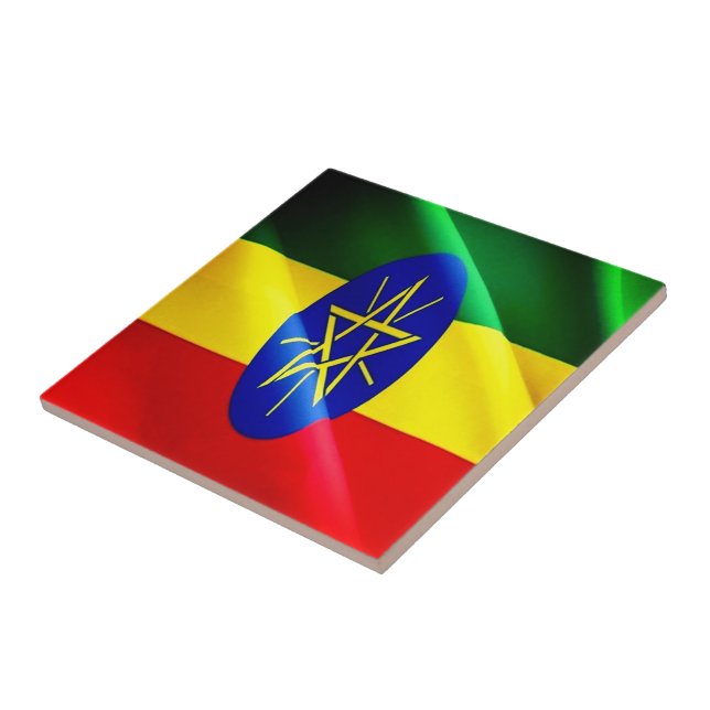 zET002 ETHIOPIA, Waving Flag, Afrika, Fliese (Seite)