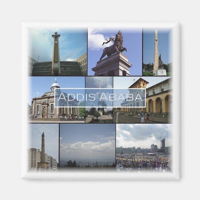 zET014 ADDIS ABABA, Mosaik, Äthiopien, Kühlschrank Magnet (Vorne)