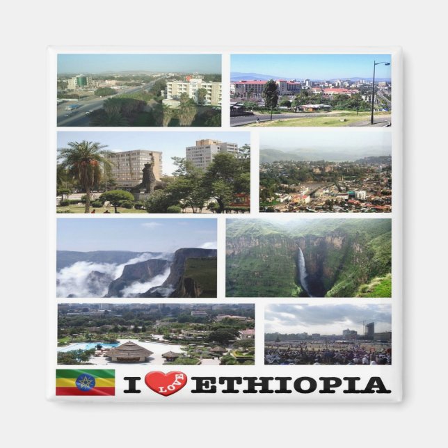 zET015 ETHIOPIA I Liebe, Mosaik, Afrika, Kühlschra Magnet (Vorne)
