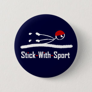 Zettel mit Sport Schwimmer Rote Marine Button