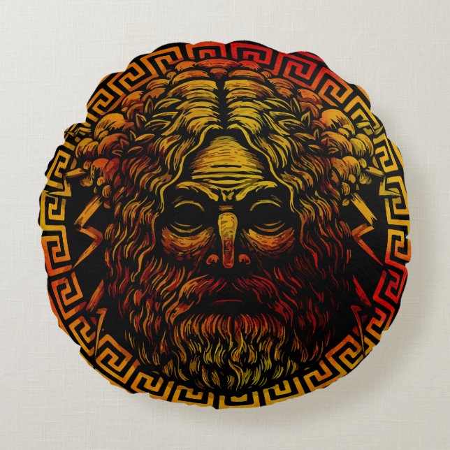 Zeus alte Schildkunst Rundes Kissen (Vorderseite)