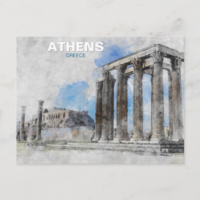 Zeus-Athen-Tempel - Vintage Griechen Postkarte (Vorderseite)