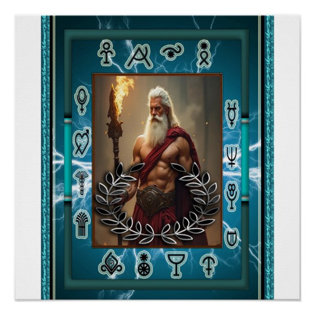 Zeus auf dem fertigen, glänzenden Poster (Vorderseite)