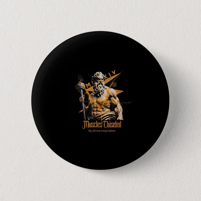 Zeus Greek Gods Thunder Mythology Gym Fitness Moti Button (Vorderseite)