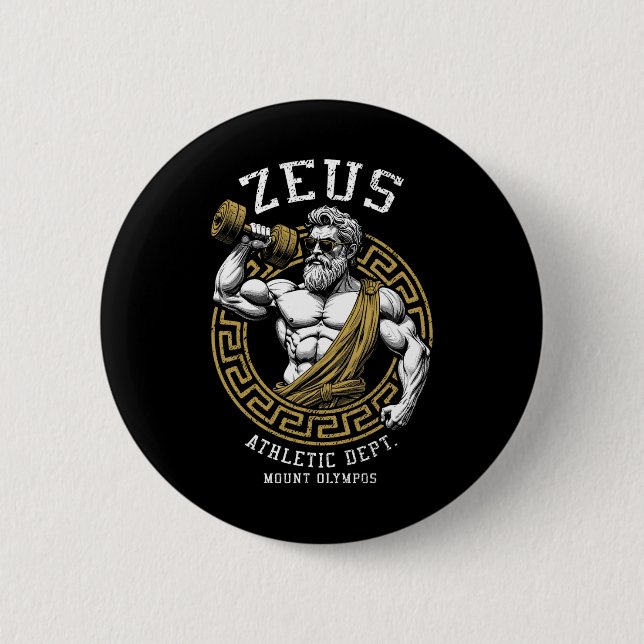 Zeus Gym Athletic Department Funny Greece God Work Button (Vorderseite)