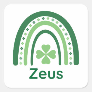 Zeus Name Clover Boho Regenbogen Quadratischer Aufkleber