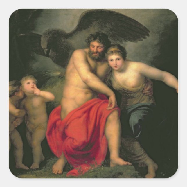 Zeus und Hera auf dem Monte Ida, 1775 Quadratischer Aufkleber (Vorderseite)