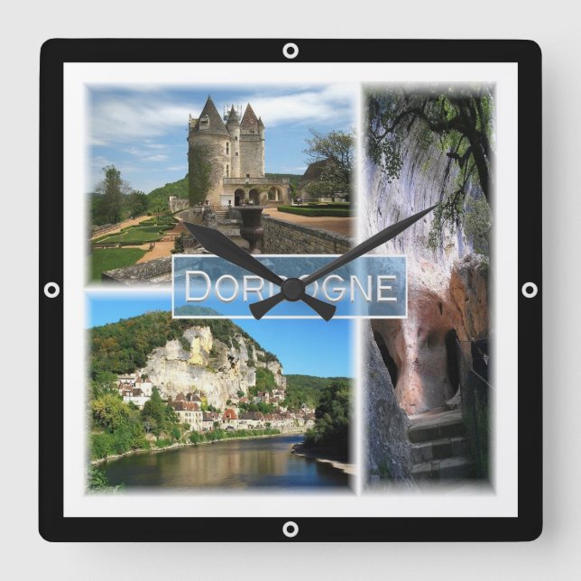 zFR033 DORDOGNE, Frankreich, Quadratische Wanduhr (Vorderseite)