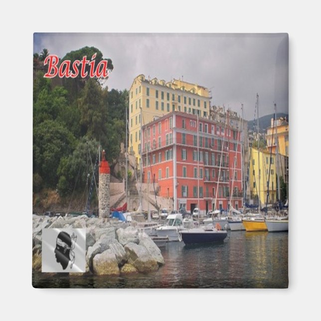 zFR126 BASTIA panorama, Korsika, Kühlschrank Magnet (Vorne)