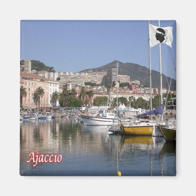 zFR129 AJACCIO Hafen, Korsika, Kühlschrank Magnet (Vorne)