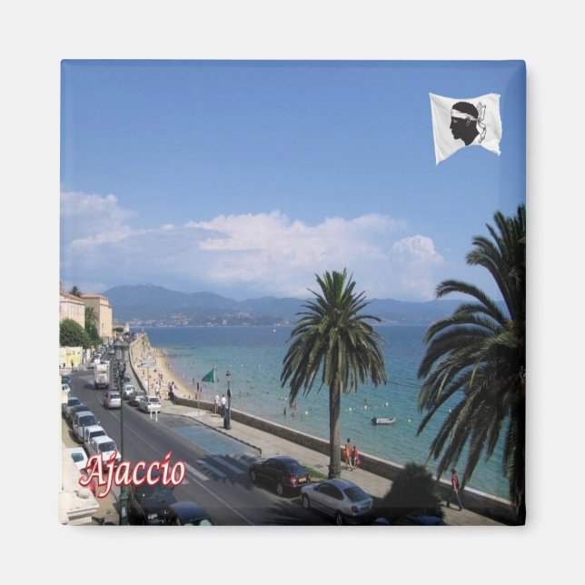 zFR130 AJACCIO Beach, Korsika, Kühlschrank Magnet (Vorne)