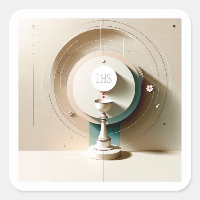ZG Style Eucharistic Communityhost und Chalice Quadratischer Aufkleber (Vorderseite)