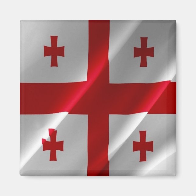 zGE002 Georgianischer schwellender FLAG Georgia, K Magnet (Vorne)