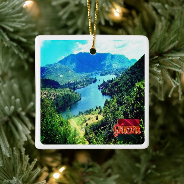 zGH006 GHANA, Volta Lake, Afrika Keramikornament (Baum)