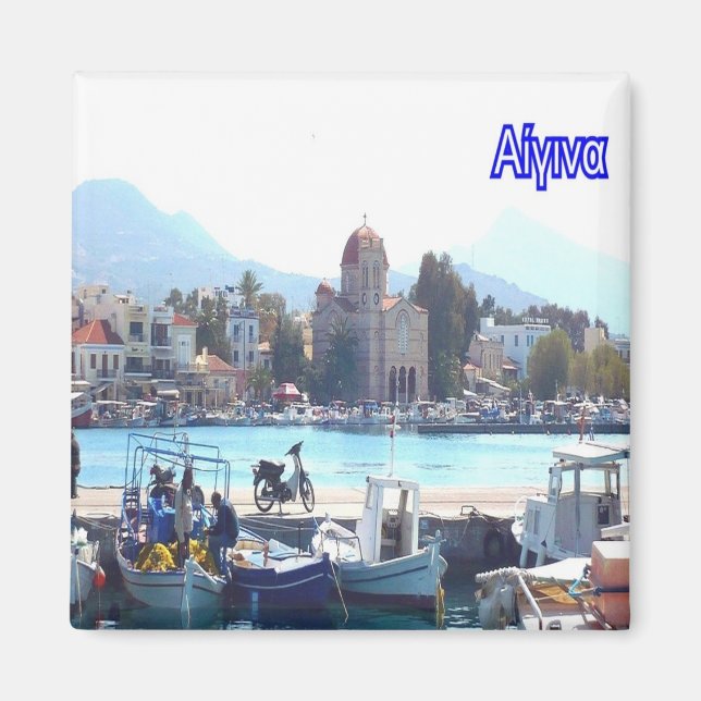 zGR068 AEGINA Port, Griechenland, Kühlschrank Magnet (Vorne)