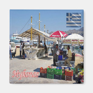zGR102 MYKONOS, Port Market, Griechenland, Kühlsch Magnet