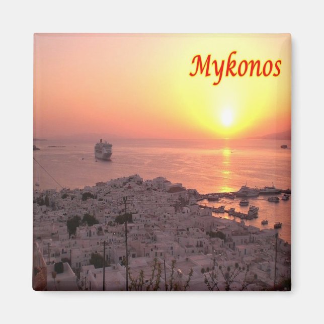 zGR107 MYKONOS Panorama, Griechenland, Kühlschrank Magnet (Vorne)
