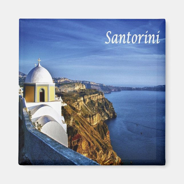 zGR90 SANTORINI, Fira, Griechenland, Kühlschrank Magnet (Vorne)