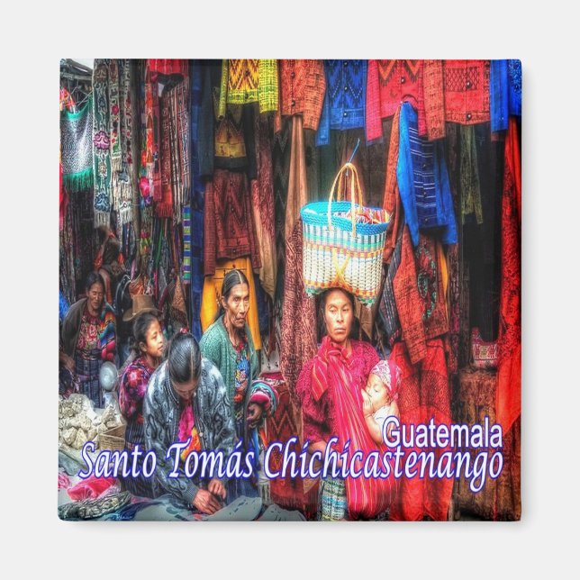 zGT006 CHICHICASTENANGO, Guatemala, Markt, Kühlsch Magnet (Vorne)