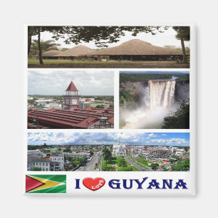 zGY004 GUYANA I Liebe, Mosaik, Amerika, Kühlschran Magnet