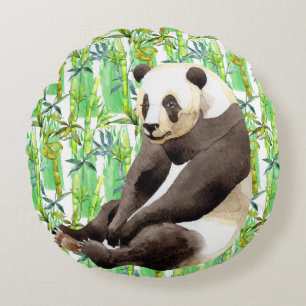 Zhen Zhen der Panda auf Bambus Rundes Kissen