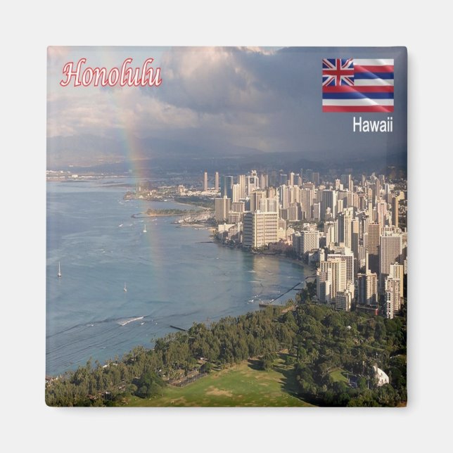 zHI010 HONOLULU, HAWAII, Sea View, Ozeanien, Kühls Magnet (Vorne)
