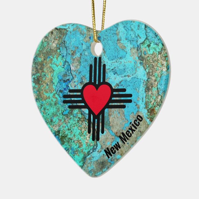 Zia Heart Add Name New Mexico Weihnachtsbaum Gesch Keramik Ornament (Links)