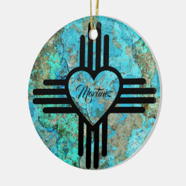 Zia Heart Custom Name  Christmas Tree Ornament