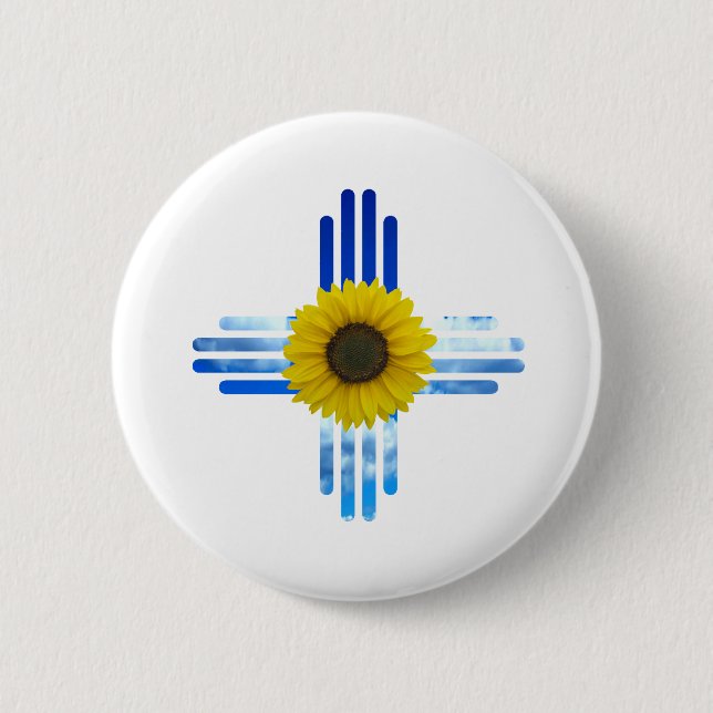 Zia Sky und Sonnenblumen Button (Vorderseite)