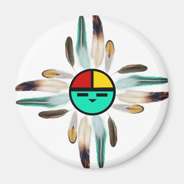 Zia Sun God with Feathers Magnet (Vorne)